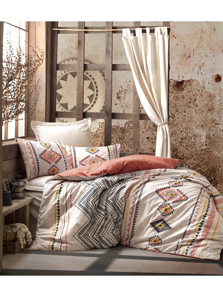 Elizabed Komplet pościeli renforcé w kolorze kremowym ze wzorem rozmiar: 240x220 cm