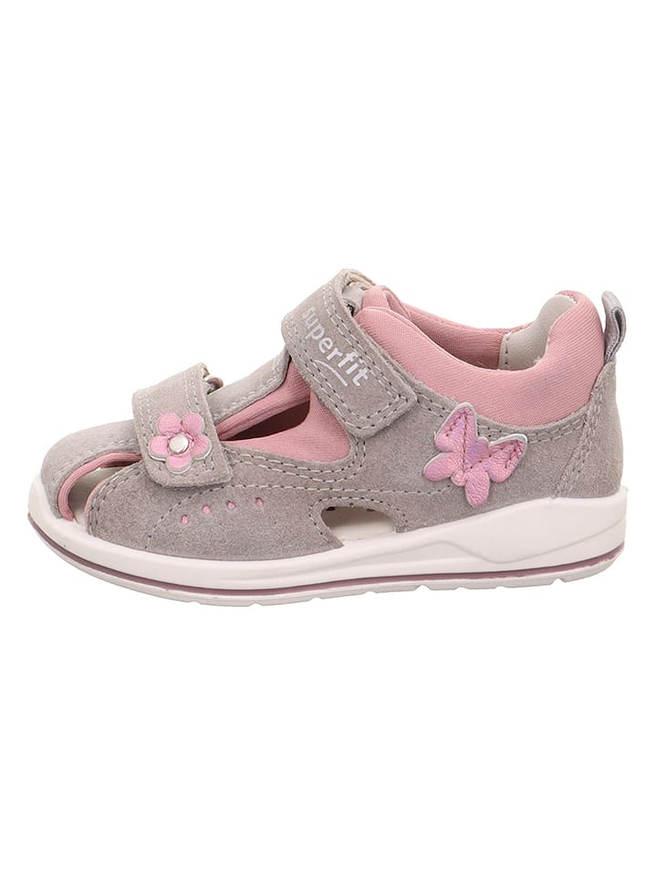 superfit Skórzane półsandały "Boomerang" w kolorze szarym rozmiar: 27