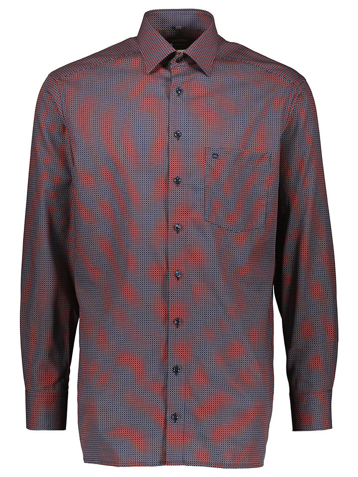 OLYMP Koszula - "Luxor" - Modern fit - w kolorze granatowo-czerwonym rozmiar: 43