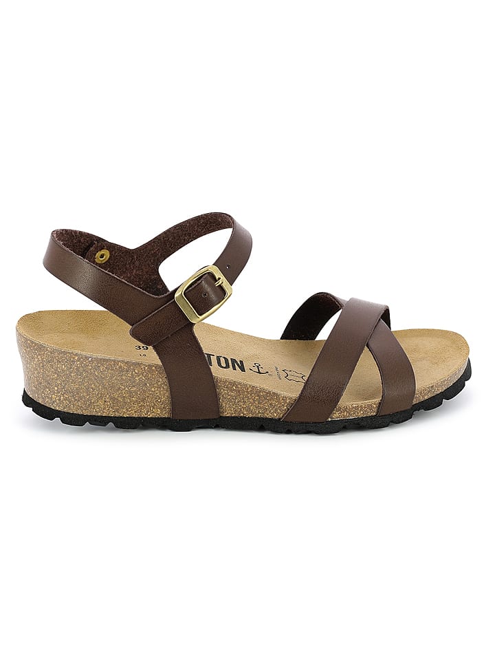 BAYTON Sandały "Canberra" w kolorze brązowym na koturnie rozmiar: 37