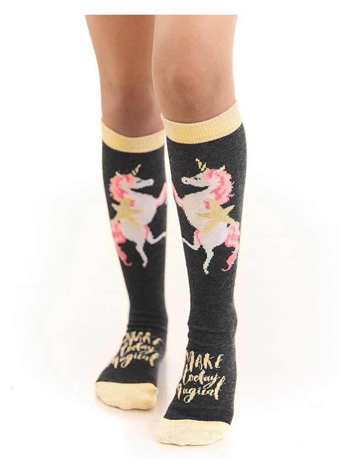 Denokids Podkolanówki "Unicorn" w kolorze antracytowym rozmiar: 104/110