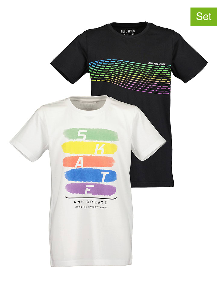 Blue Seven Koszulki (2 szt.) w kolorze białym i czarnym rozmiar: 152