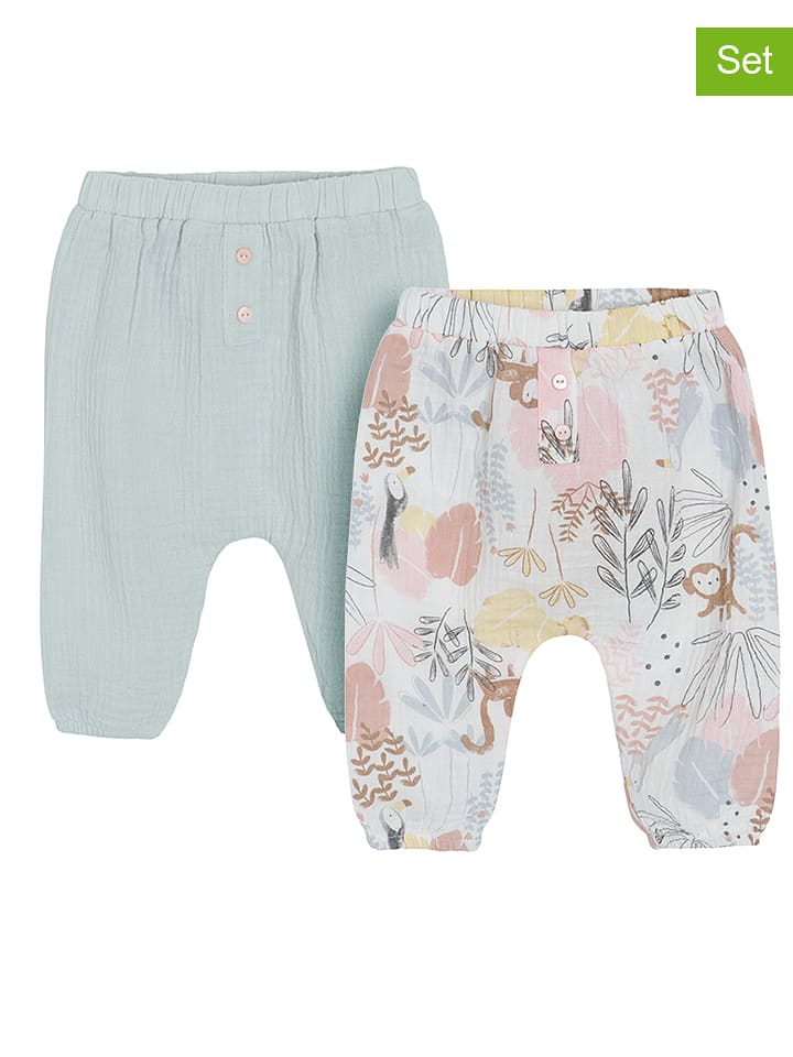 COOL CLUB Spodnie (2 pary) w kolorze błękitno-kremowym rozmiar: 62