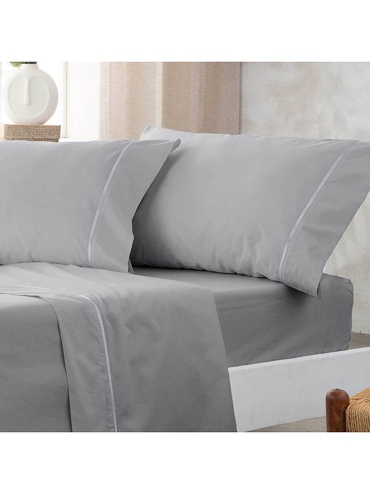 ethere Perkalowe prześcieradło "Yaki" w kolorze szarym rozmiar: 160x280 cm