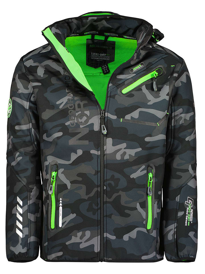 Geographical Norway Kurtka softshellowa "Royaute" w kolorze zielono-czarnym rozmiar: M