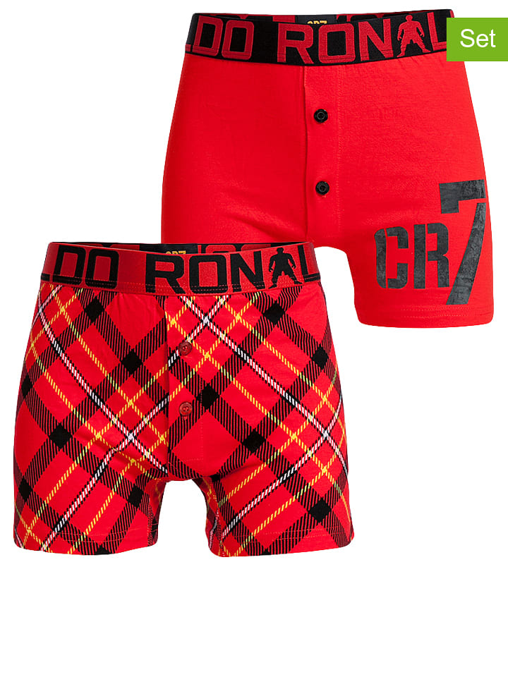 CR7 Bokserki (2 pary) w kolorze czerwono-czarnym rozmiar: 140-152