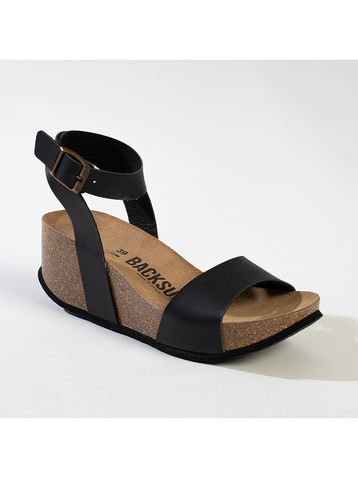 BACKSUN Sandały w kolorze czarnym na koturnie rozmiar: 38