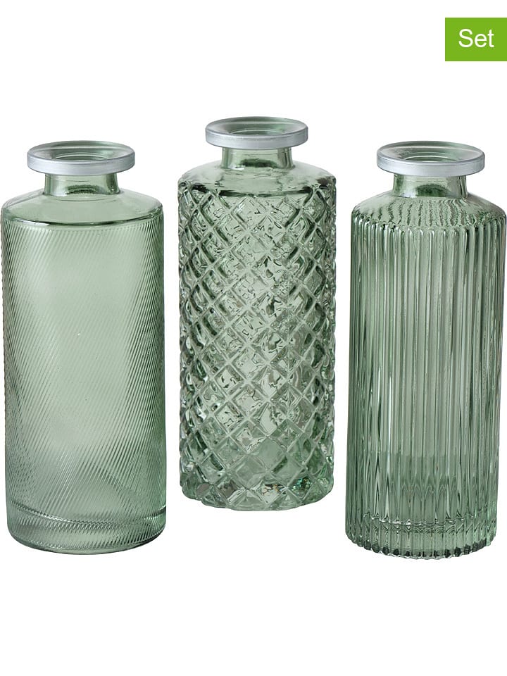 Boltze Wazony (3 szt.) w kolorze zielonym - (W)13 x Ø 5 cm rozmiar: onesize