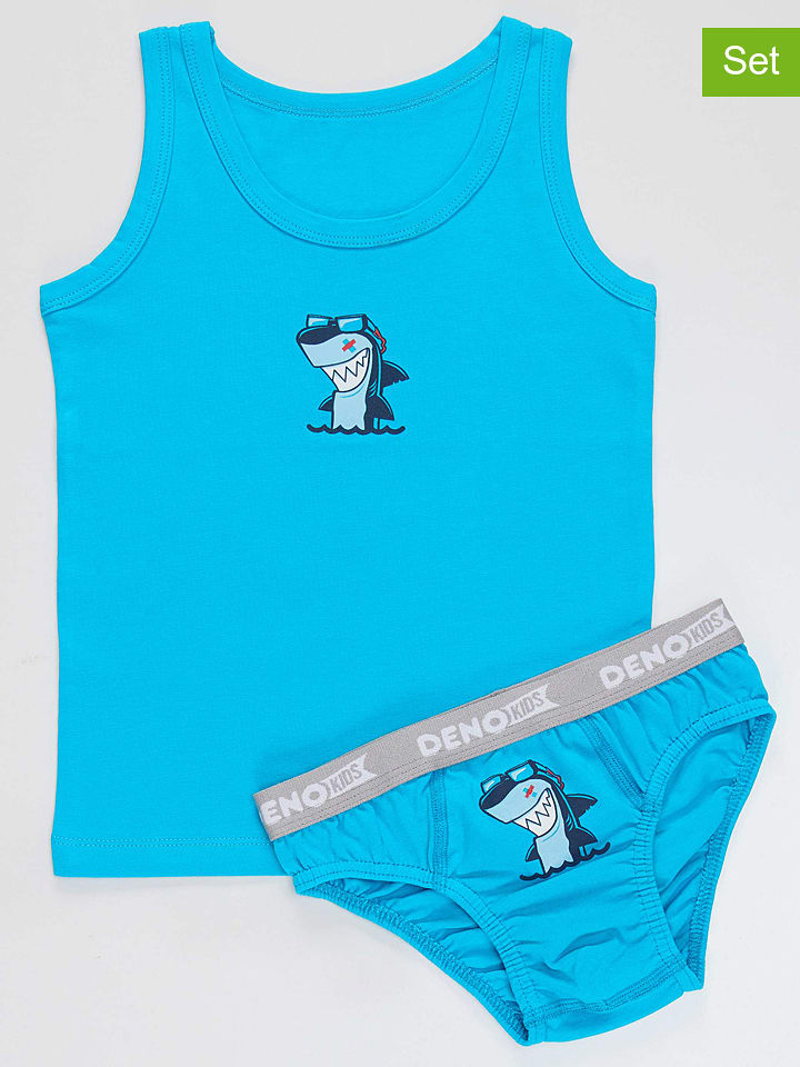 Denokids 2-częściowy zestaw bielizny "Shark" w kolorze niebieskim rozmiar: 122/128