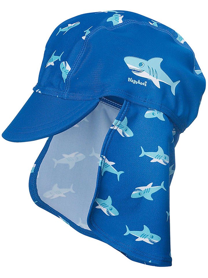 Playshoes Czapka w kolorze niebieskim z osłoną karku rozmiar: 51 cm
