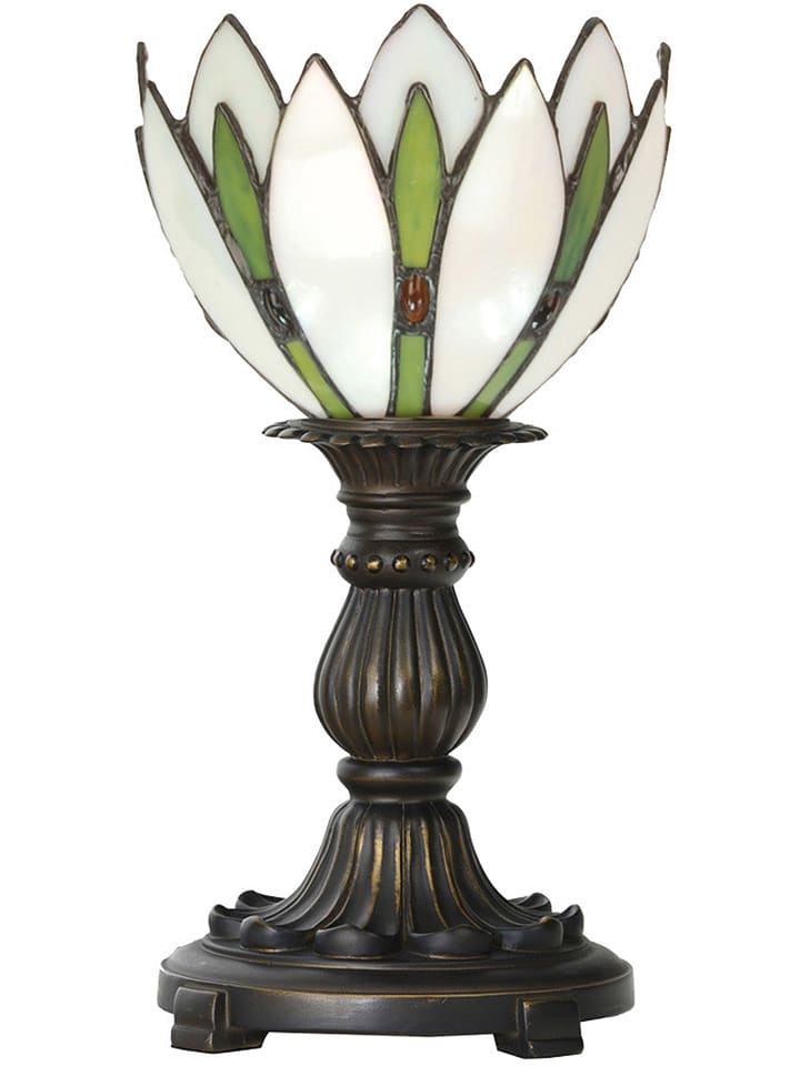 Clayre & Eef Lampa stołowa "Tiffany" w kolorze białym - wys. 30 x Ø 18 cm rozmiar: onesize