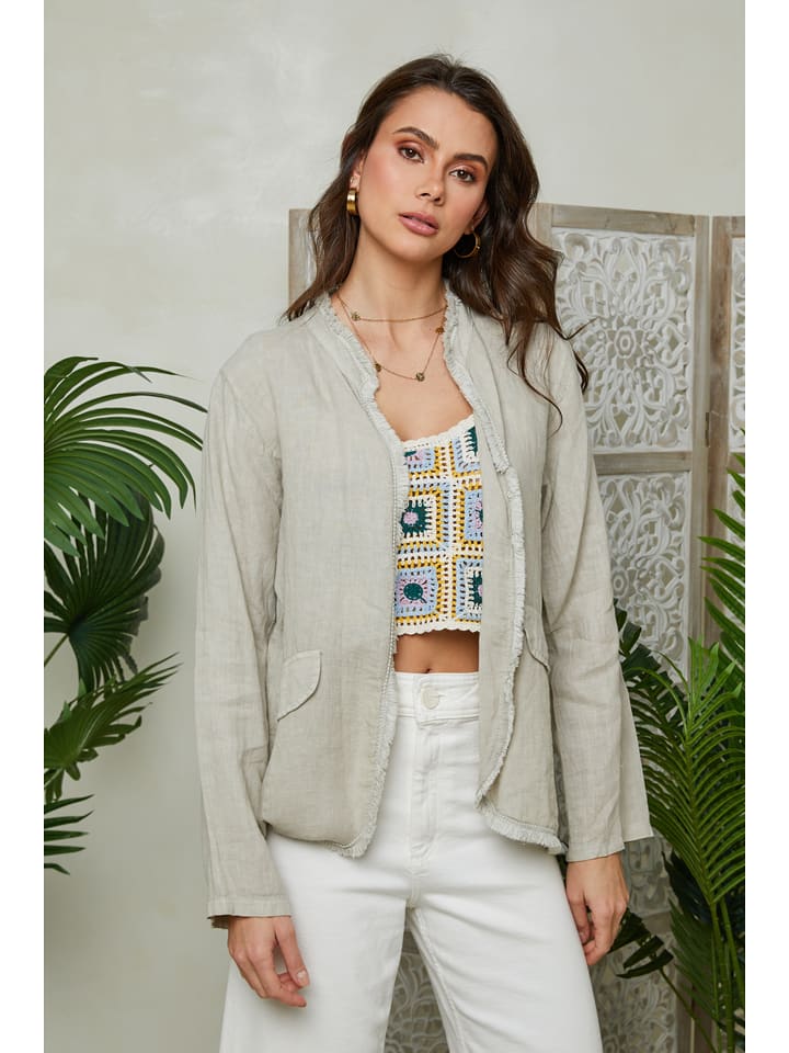 Lin Passion Lniany blezer w kolorze beżowym rozmiar: 34/36