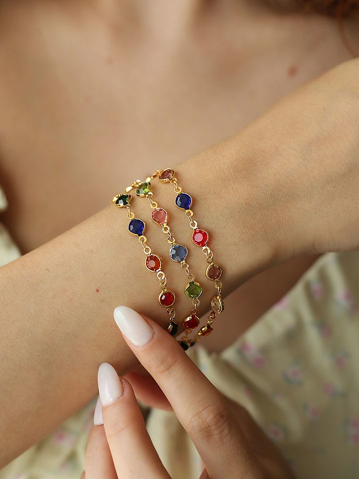 L'Atelier de Gaia Pozłacana bransoletka z kryształami rozmiar: onesize