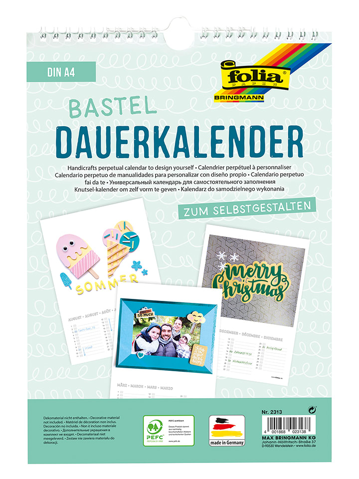 folia PAPER Zestaw w kolorze białym do wykonania kalendarza - 24 x 23 cm rozmiar: onesize