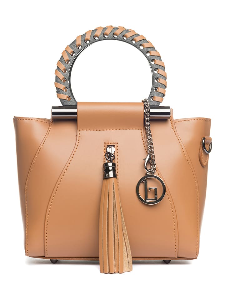 Lia Biassoni Skórzana torebka w kolorze karmelowym - 28 x 21 x 10 cm rozmiar: onesize