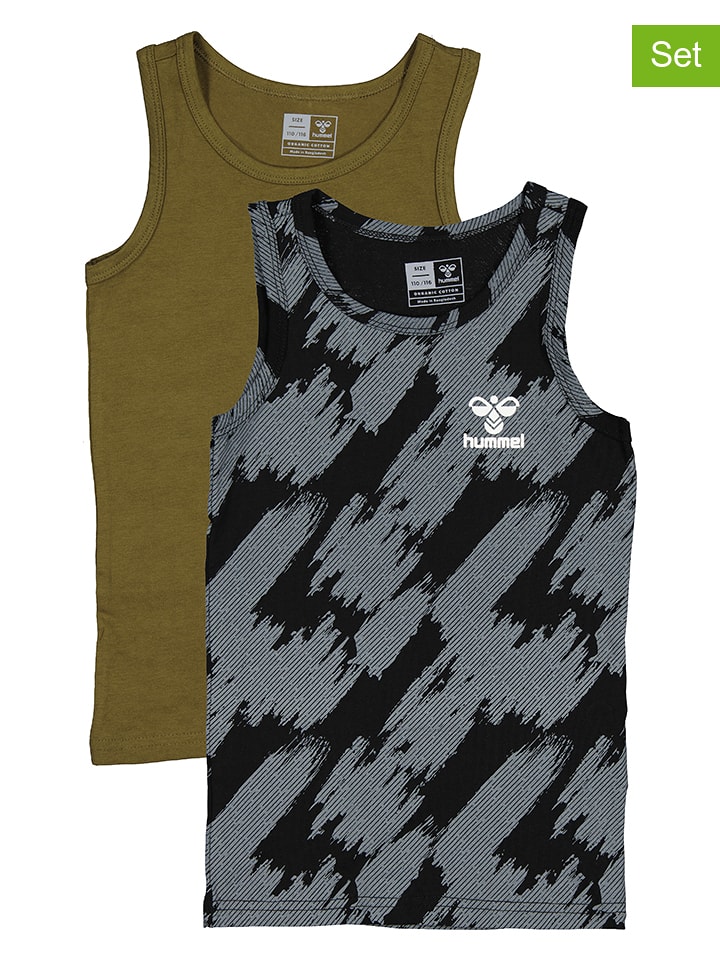 Hummel Podkoszulki (2 szt.) w kolorze oliwkowo-szarym rozmiar: 110/116