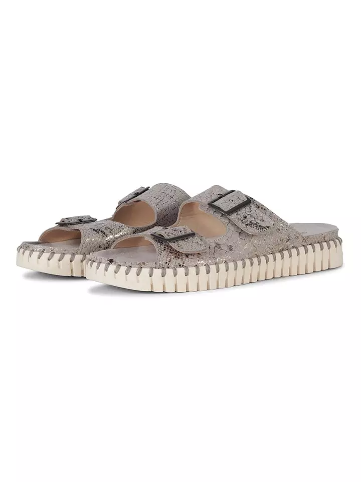 Ilse Jacobsen Skórzane klapki w kolorze złoto-beżowym rozmiar: 40