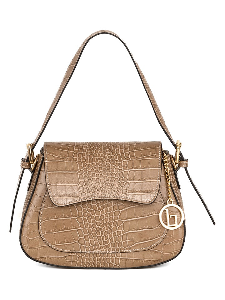 Lia Biassoni Skórzana torebka "Crocco" w kolorze beżowym - 24 x 19 x 9 cm rozmiar: onesize