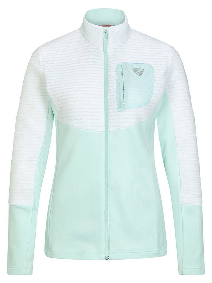 Ziener Kurtka polarowa "Jonia" w kolorze miętowo-białym rozmiar: 36