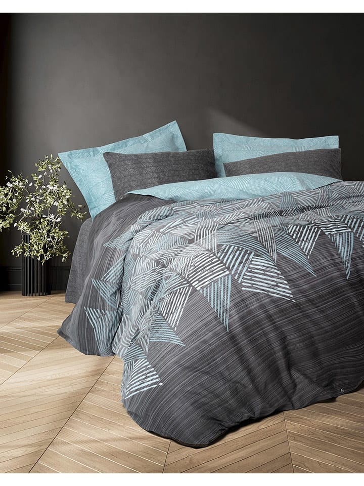 Elizabed Komplet pościeli satynowej w kolorze szaro-turkusowym rozmiar: 200x200 cm