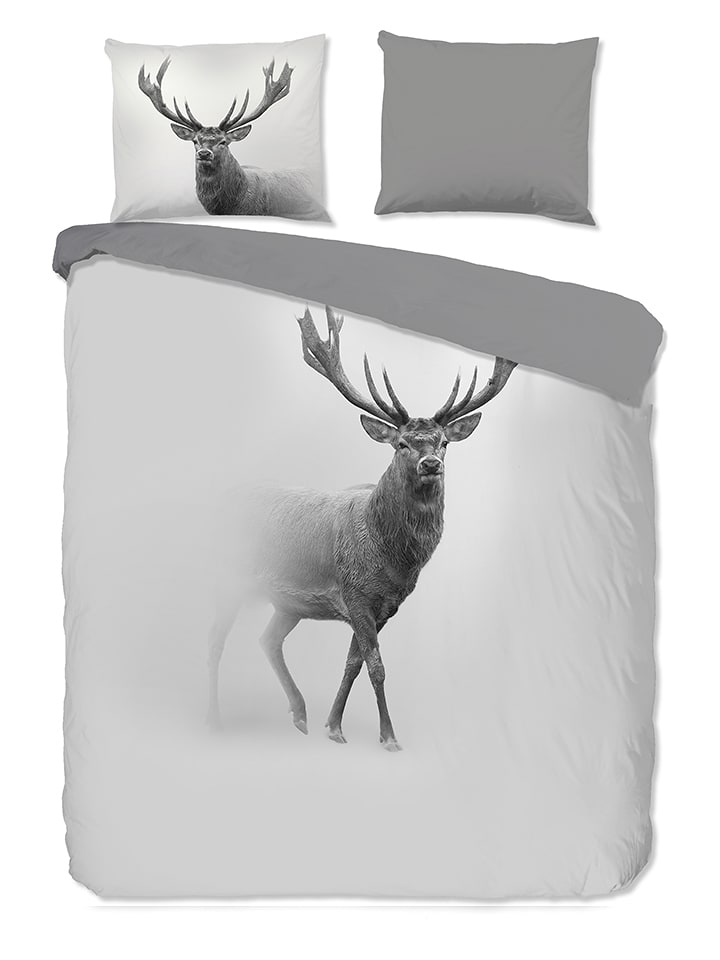 Pure Komplet pościeli "Grey Deer" w kolorze szarym z mikrofibry rozmiar: 200x200/220 cm