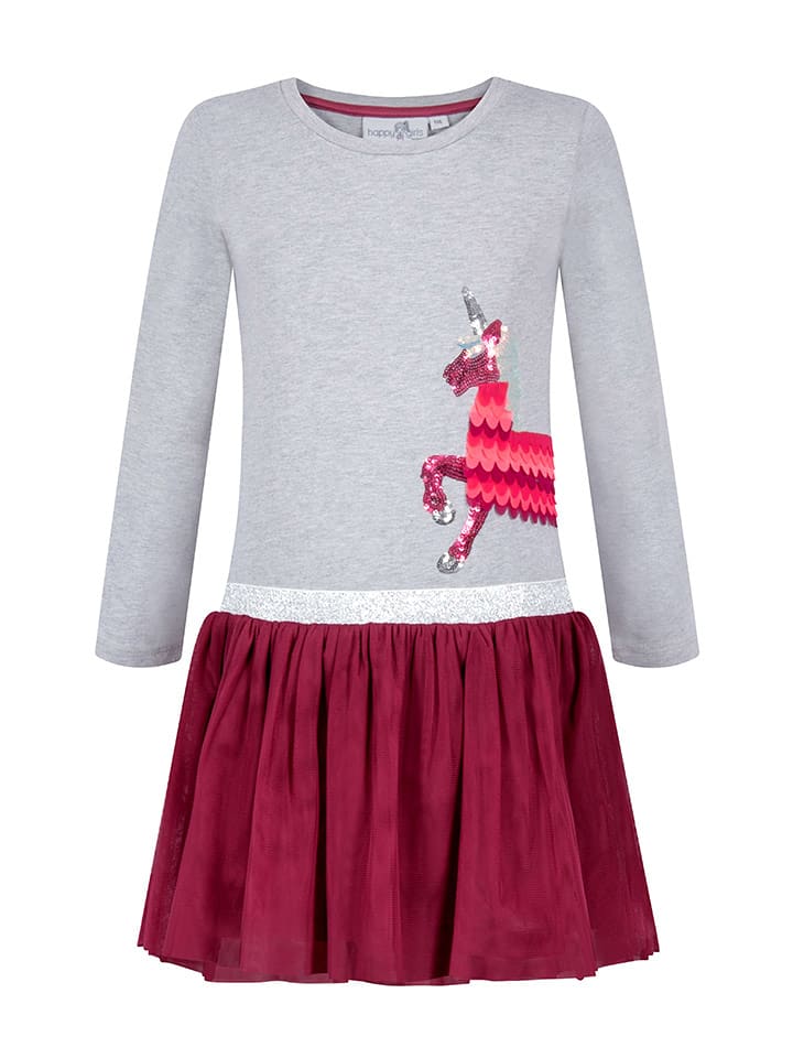 happy girls by Eisend Sukienka w kolorze szaro-bordowym rozmiar: 146