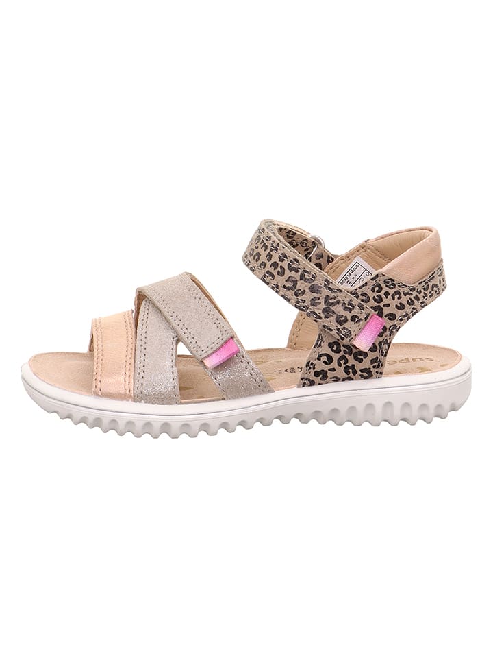 superfit Skórzane sandały "Sparkle" w kolorze beżowym rozmiar: 32
