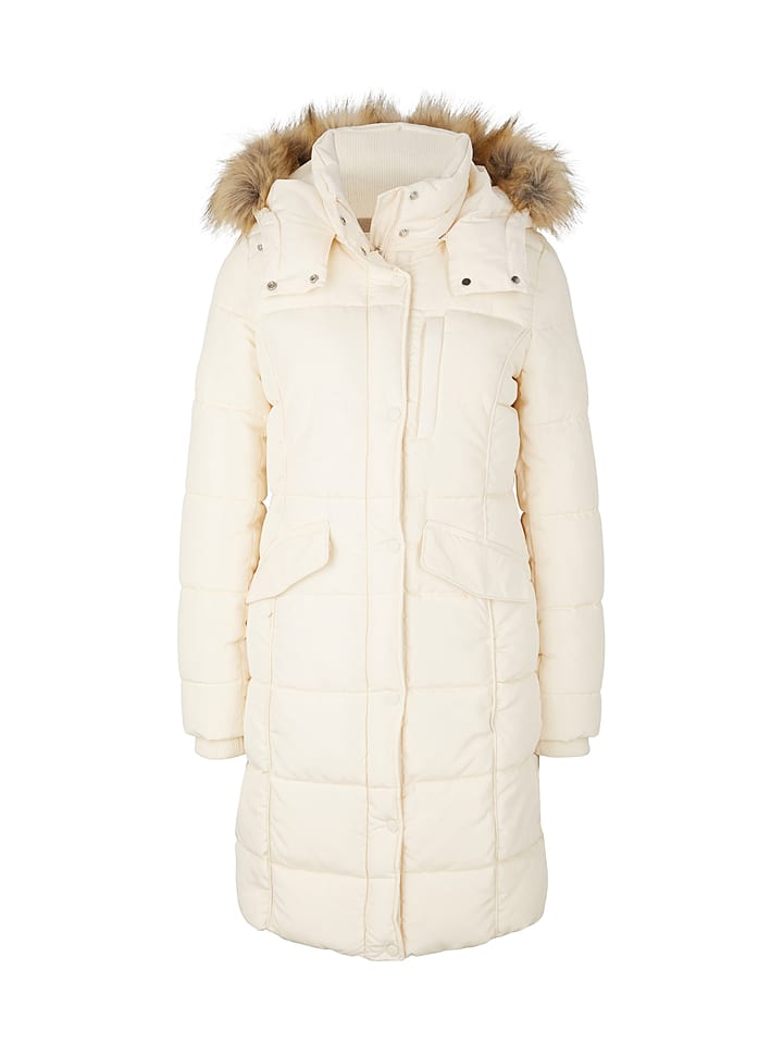 Tom Tailor Płaszcz zimowy w kolorze kremowym rozmiar: S