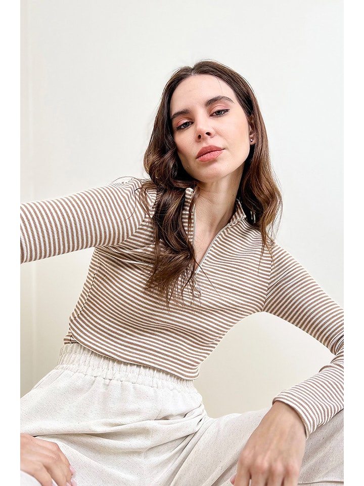 Defile Koszulka w kolorze kremowo-brązowym rozmiar: L