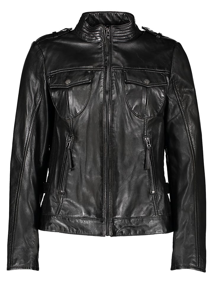 Caminari Skórzana kurtka "Ena" w kolorze czarnym rozmiar: 46