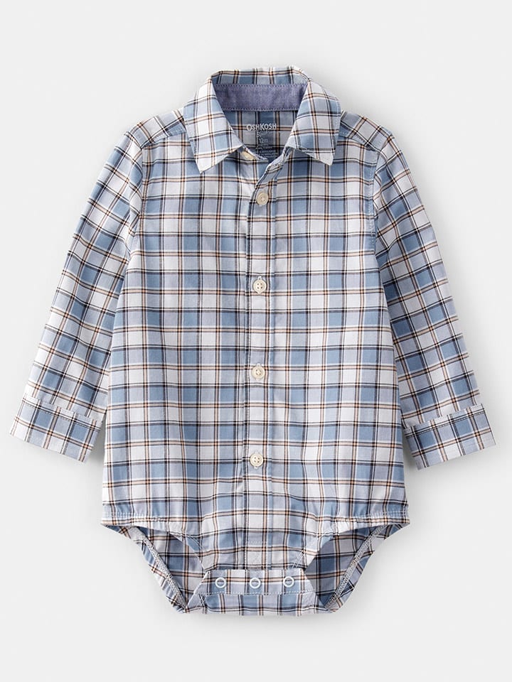 OshKosh Body-koszula w kolorze biało-błękitnym rozmiar: 68