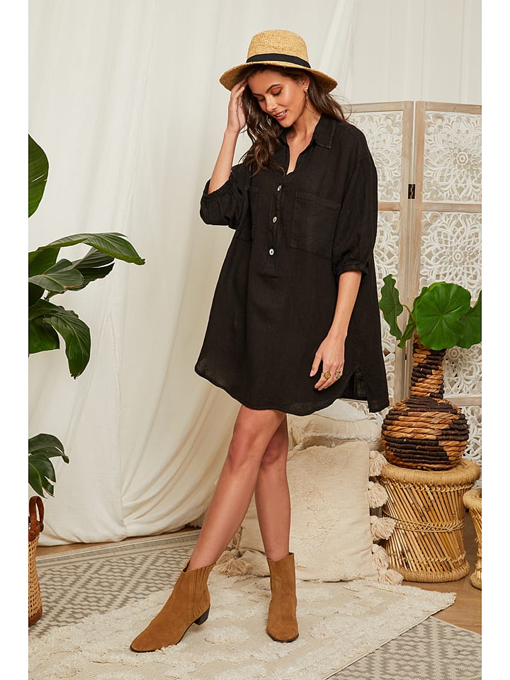 Lin Passion Lniana sukienka w kolorze czarnym rozmiar: 34/36