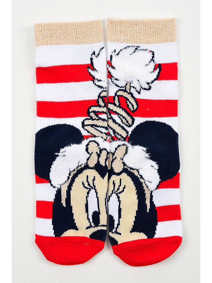 Disney Minnie Mouse Skarpety "Minnie" w kolorze czerwono-biało-beżowym rozmiar: 23-26
