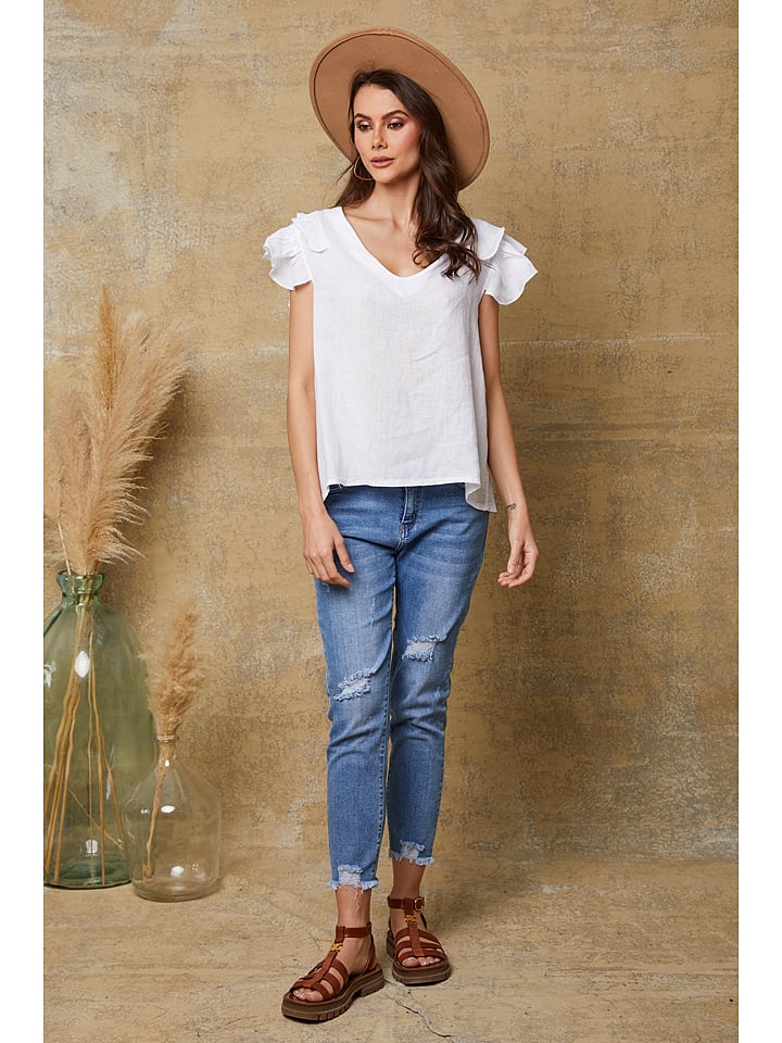 Joséfine Lniana koszulka "Quiriem" w kolorze białym rozmiar: S