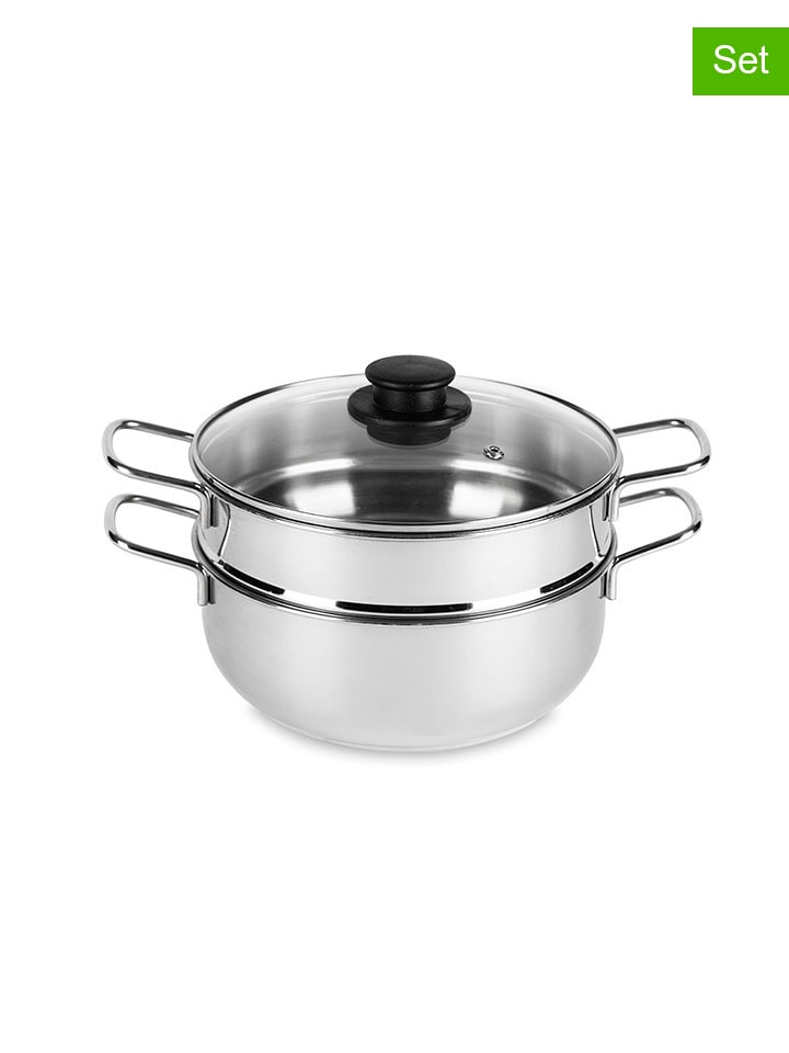 Trendy Kitchen by EXCÉLSA 3-częściowy zestaw "Cottura Eco" w kolorze srebrno-czarnym rozmiar: onesize