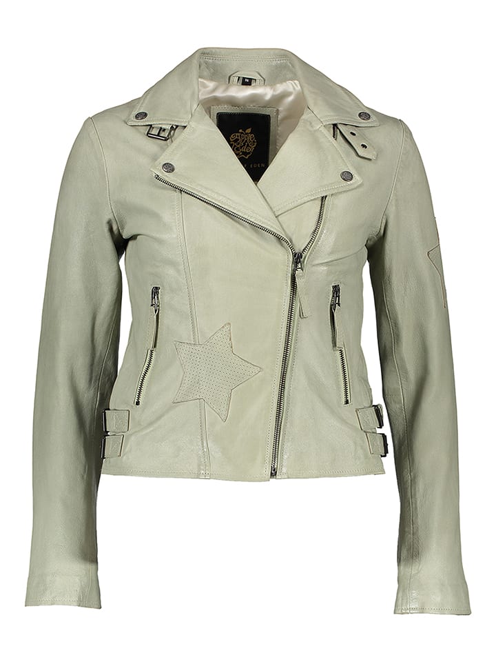 Apple of Eden Skórzana kurtka "Apple of Eden" w kolorze jasnozielonym rozmiar: 38