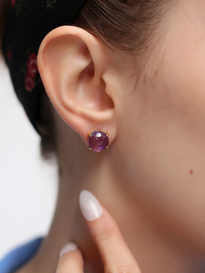 L'Atelier de Gaia Pozłacane kolczyki-wkrętki z ametystami rozmiar: onesize