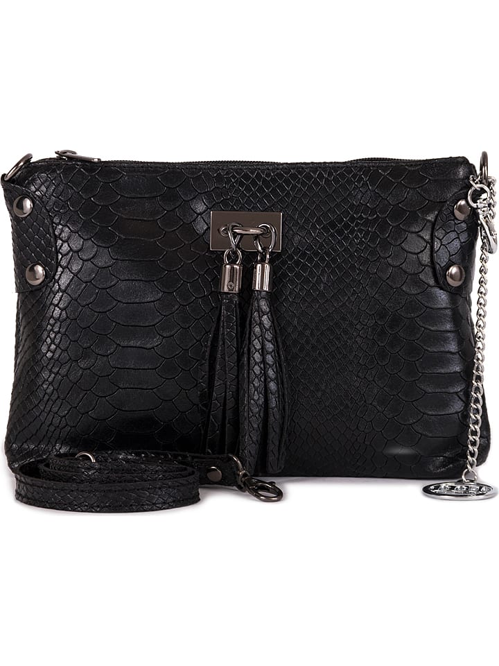 Mia Tomazzi Skórzana torebka "Navigli" w kolorze czarnym - 22 x 15 x 4 cm rozmiar: onesize