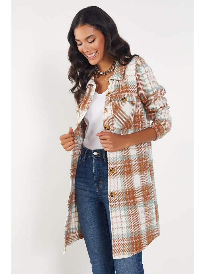 Milan Kiss Koszula w kolorze kremowo-brązowo-zielonym rozmiar: S