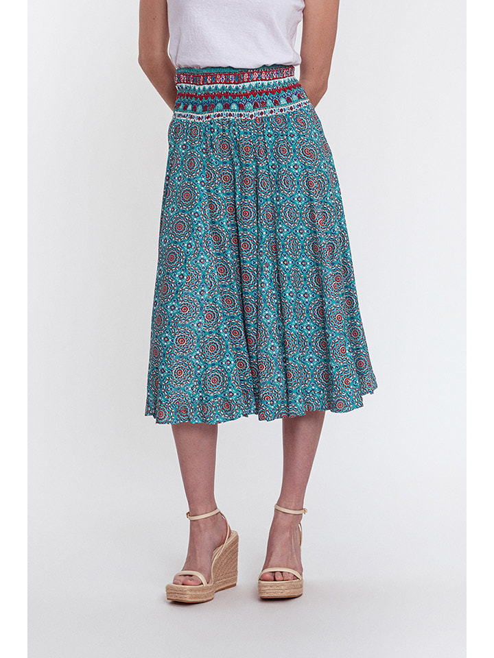 Makani Spódnica w kolorze turkusowym ze wzorem rozmiar: 38/40