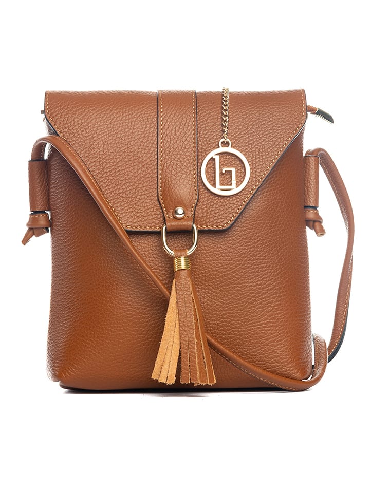 Lia Biassoni Skórzana torebka "Olona" w kolorze jasnobrązowym - 23 x 23 x 6 cm rozmiar: onesize