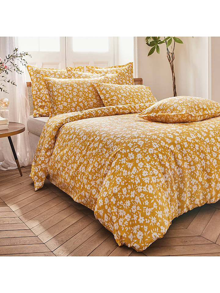 Rodier Komplet pościeli satynowej "Elégance" w kolorze żółtym rozmiar: 135x200 cm