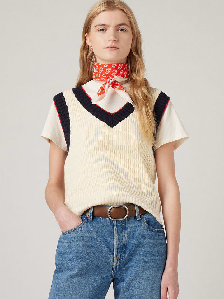 Levi´s Bezrękawnik w kolorze kremowo-granatowym rozmiar: S