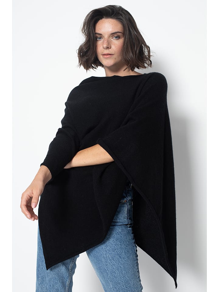 AUTHENTIC CASHMERE Kaszmirowe ponczo "Carra" w kolorze czarnym rozmiar: M