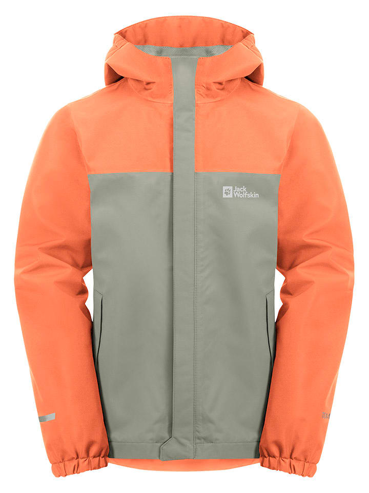 Jack Wolfskin Kurtka przeciwdeszczowa "Tucan" w kolorze oliwkowo-pomarańczowym rozmiar: 116
