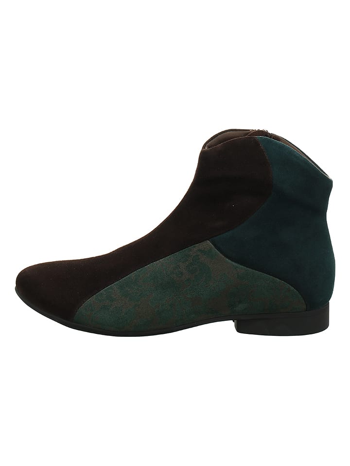 Think! Skórzane botki "Guad 2" w kolorze czarno-zielonym rozmiar: 37