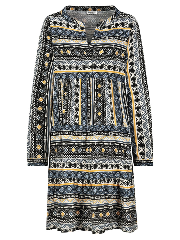 Sublevel Sukienka w kolorze czarno-niebiesko-beżowym rozmiar: L