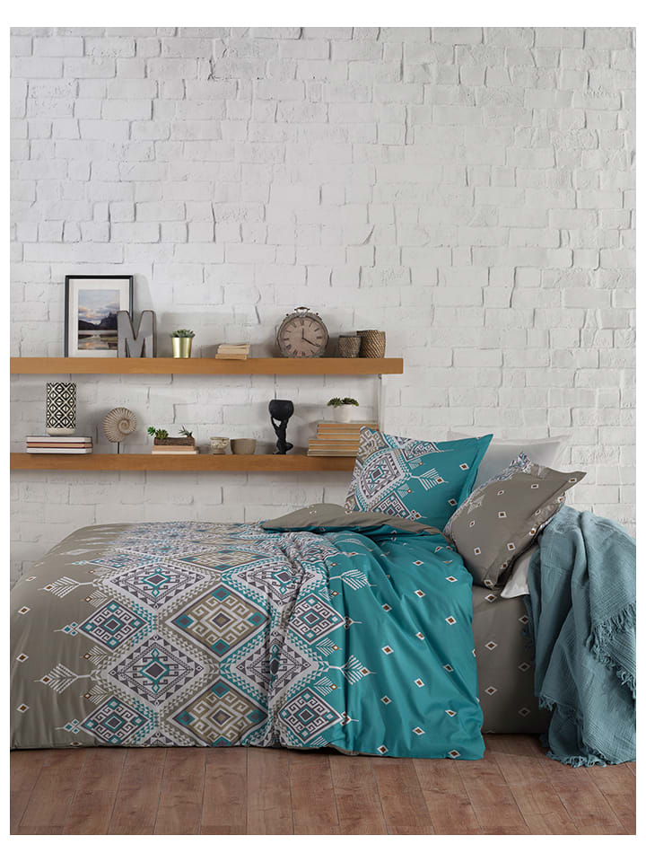 Elizabed Komplet pościeli renforcé w kolorze szaro-turkusowym rozmiar: 155x220 cm