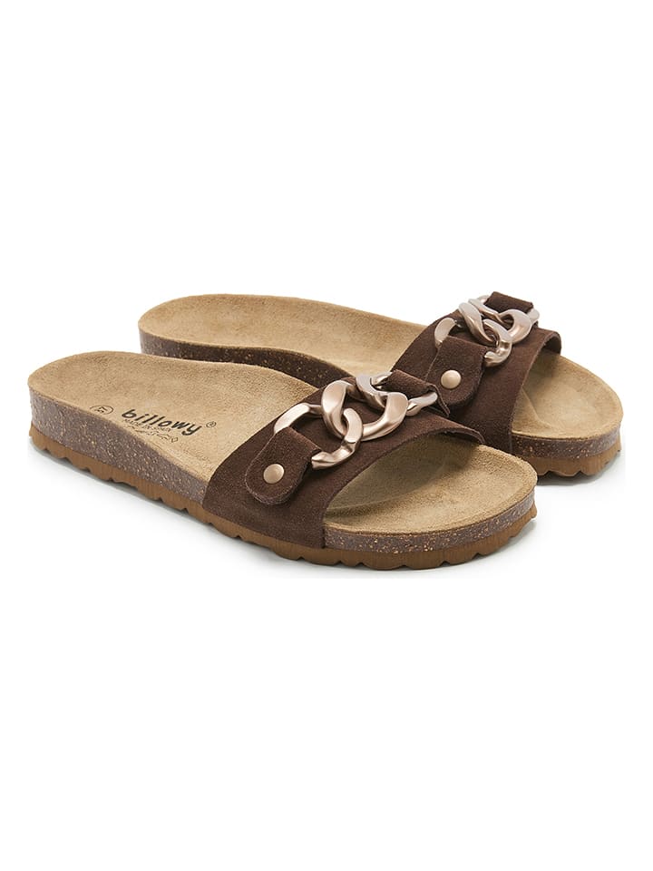 billowy Skórzane klapki w kolorze brązowym rozmiar: 41