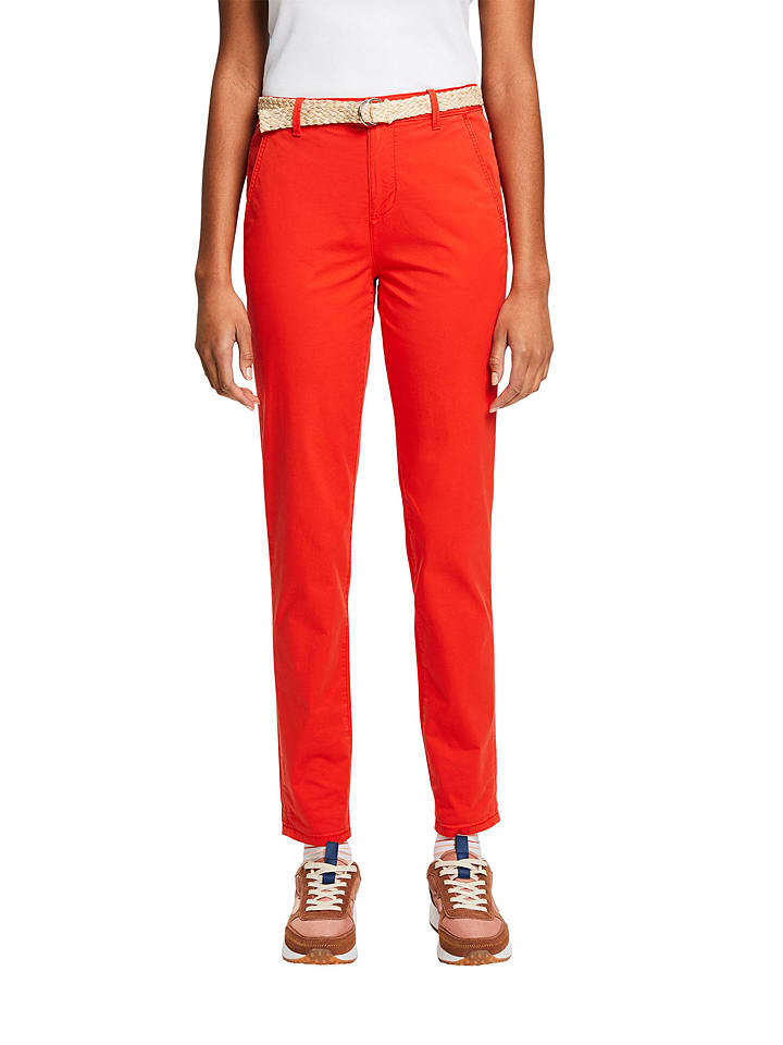 ESPRIT Spodnie chino w kolorze czerwonym rozmiar: 42/L32